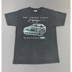 Rare Vintage Y2K Ford Motors Mustang Legend Lives On Black Small Shirt Car Promo